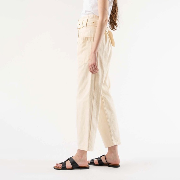 Caron Callahan Devon Pant highwaisted belted paperbag waist cotton 2 4 6 8 / S M - Picture 2 of 12